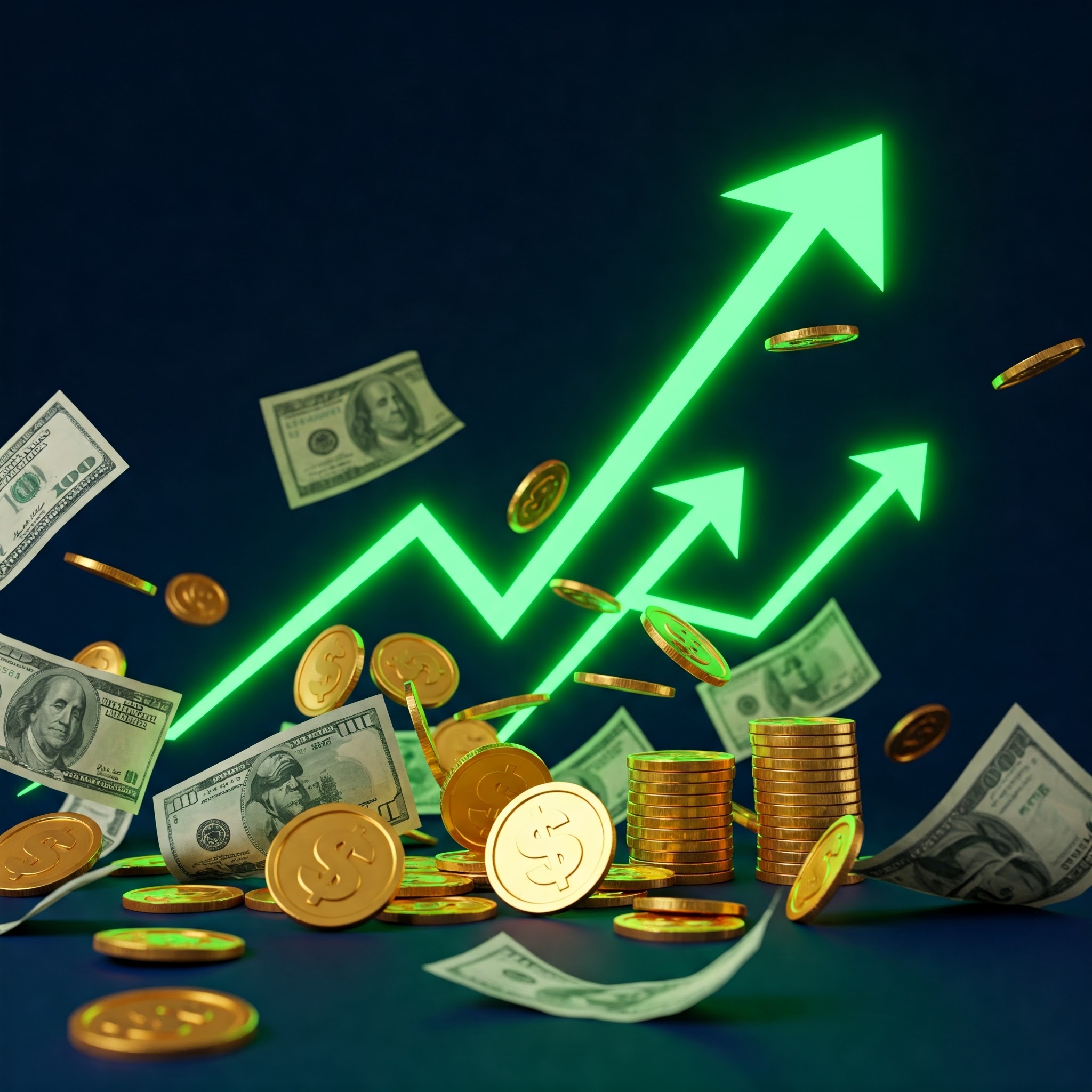 photo of Upward Green Arrows with Floating Money